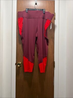 Livi Active Maroon and Red Girls' Athletic Leggings